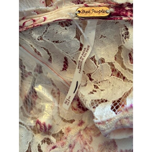 NWOT Free People Womens Size 6 Lucie Mini Dress Pink Floral Open Back Lace Trim - Picture 7 of 8